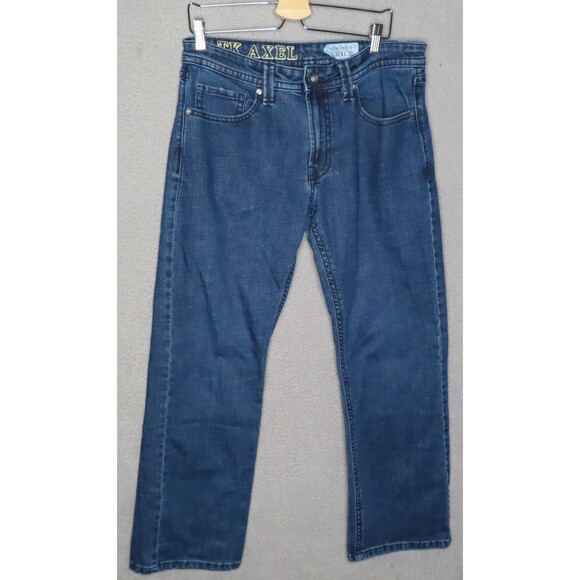 T K Axel Jeans Mens 32x32 Blue Slim Bootcut Dark Wash Cotton Denim Flap Pockets - Picture 2 of 13